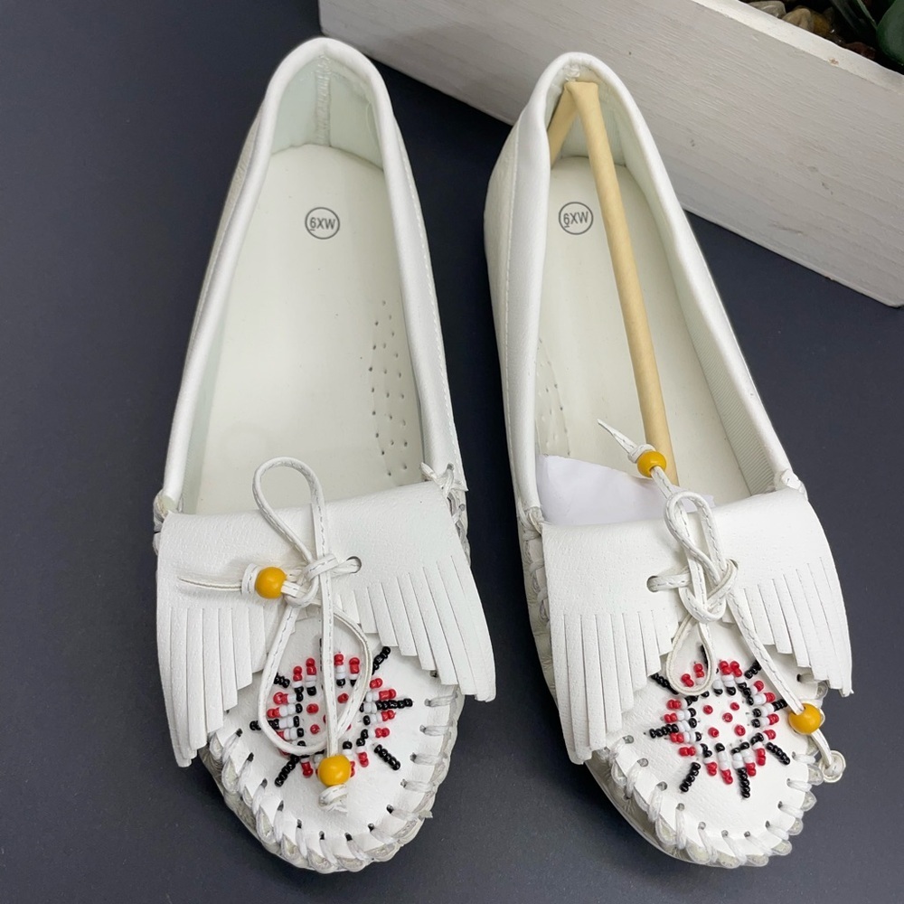 White Beaded Moccasins